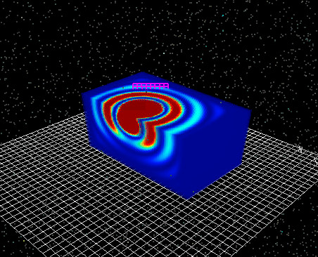 FDTD simulation of power density circulating in an integrated photonics ring resonator