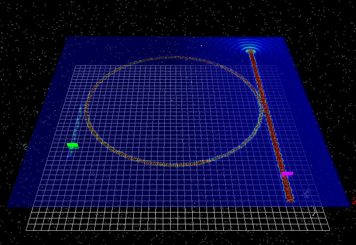 FDTD simulation showing interference from a double-slit type structure
