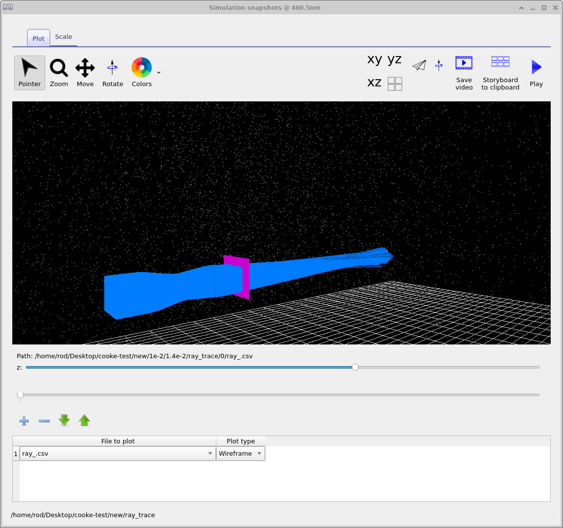 파장 또는 스캔 결과를 단계별로 보여주는 레이 트레이스 뷰어