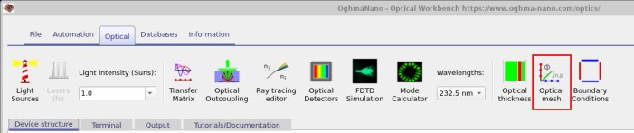 Optical ribbon showing the Optical Mesh button.