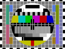 Colour test chart containing coloured bars and patches.