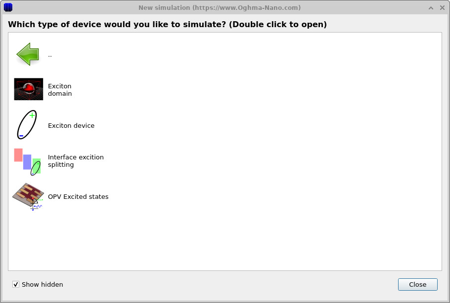 Exciton simulations library showing Exciton domain and other exciton examples
