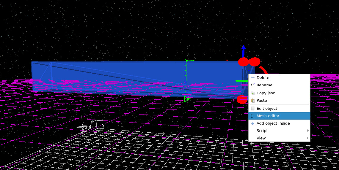 Context menu showing the Edit object option for the facet geometry