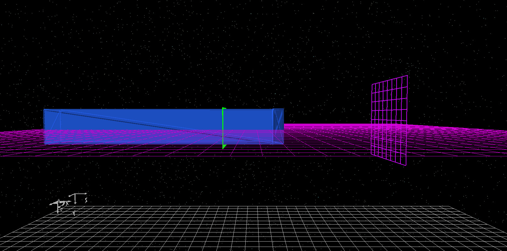 Side view of the GaAs waveguide with source inside the guide and detector plane placed beyond the tilted facet