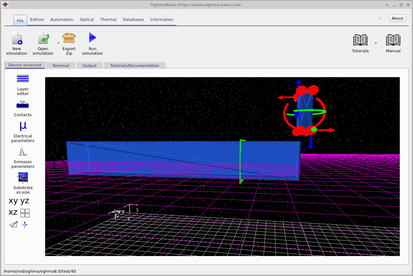 Device structure showing the facet object being moved vertically out of the optical path