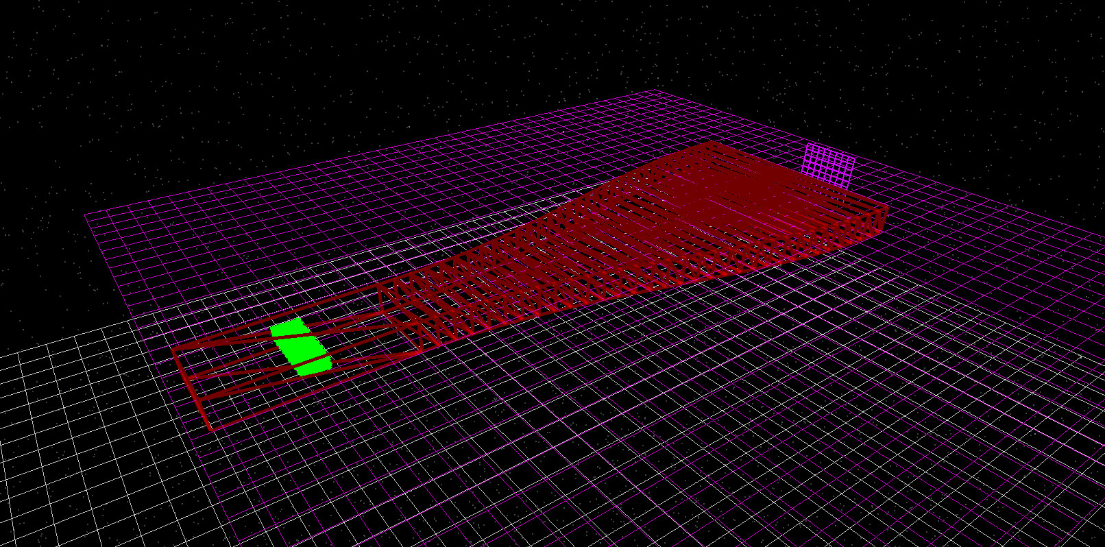 See-through view of the tapered waveguide showing the internal FDTD source