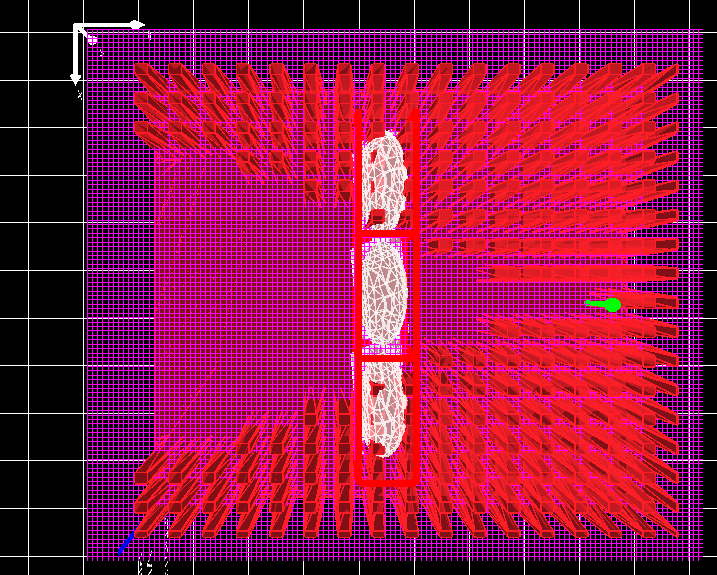 An example of moving objects in the simulation window.