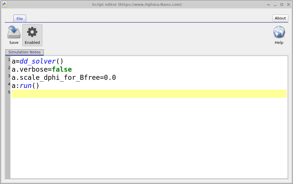 Lua scripting editor in OghmaNano