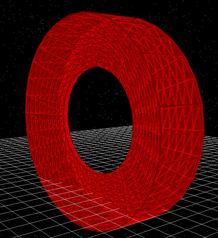 在 3D 场景中渲染的带中心孔的透镜。