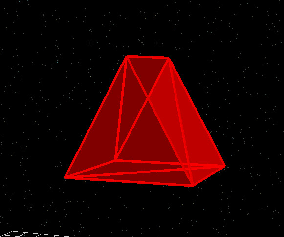 在 3D 场景中渲染的线框棱柱网格。