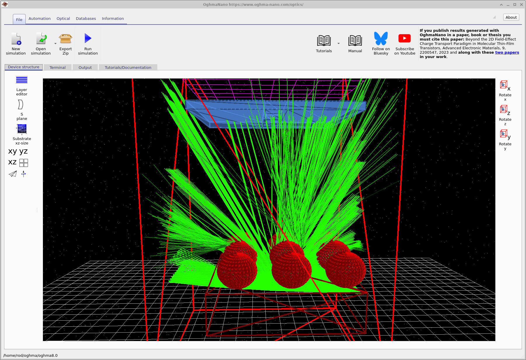 Ray-tracing result after switching the microlens geometry to spheres (balls).