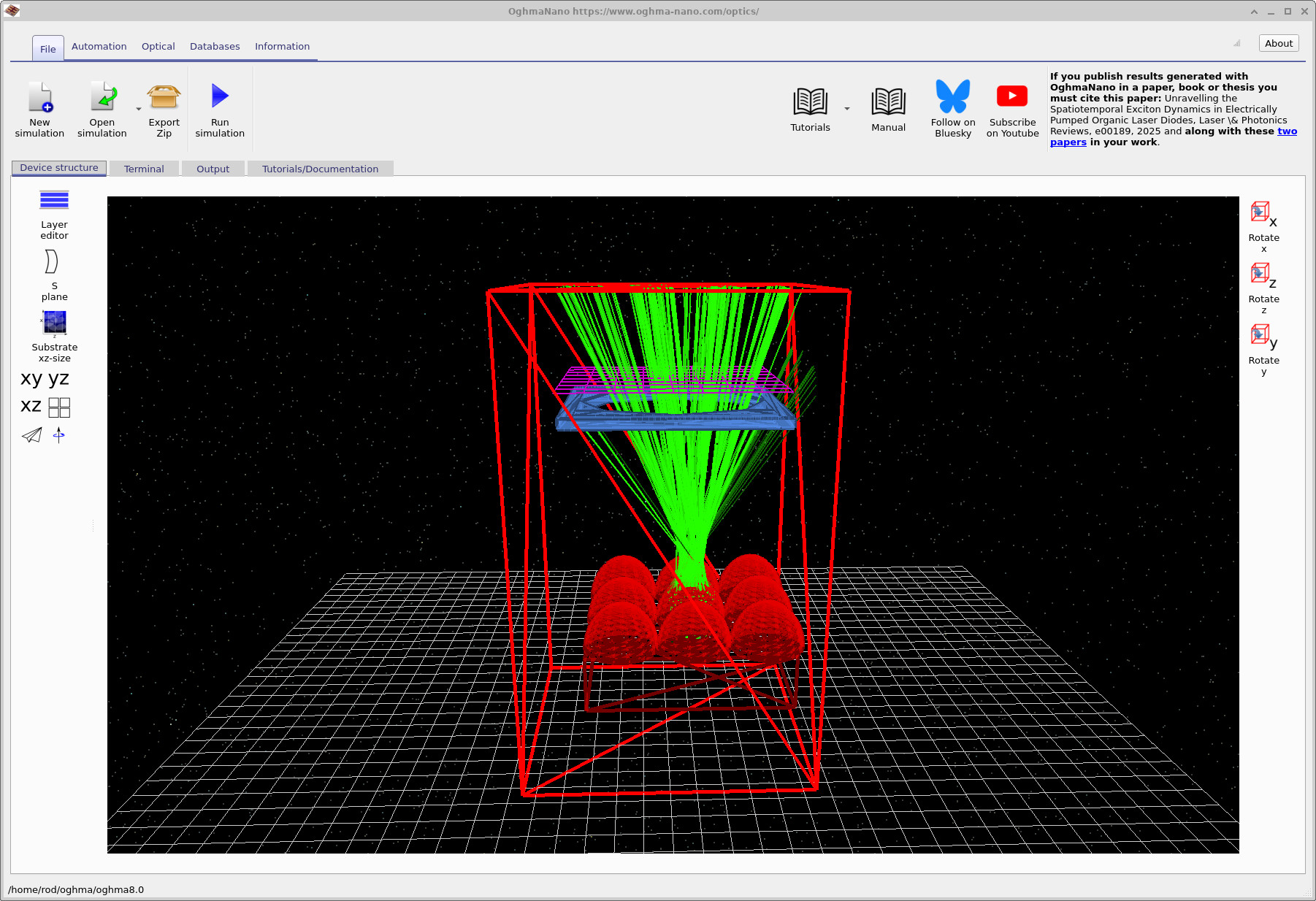 Baseline ray tracing run showing rays passing through the microlens and aperture to the detector.
