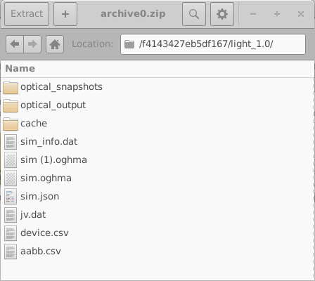 Left: The content of the Example directory; Right inside archive0.zip