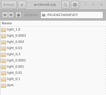 Left: The content of the Example directory; Right inside archive0.zip