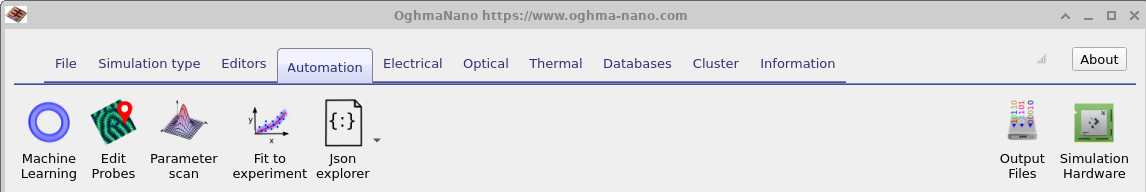 Automation ribbon in OghmaNano.