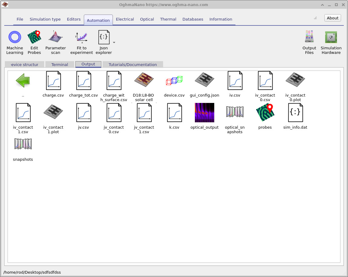 Simulation output directory containing the probes folder.