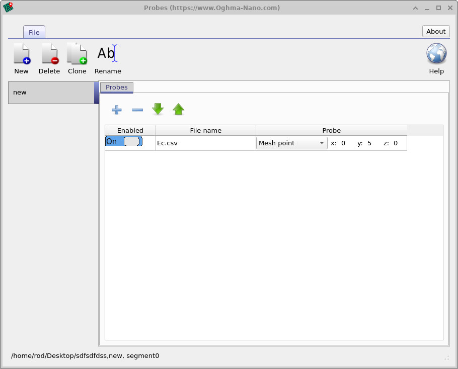 Probe configuration editor.