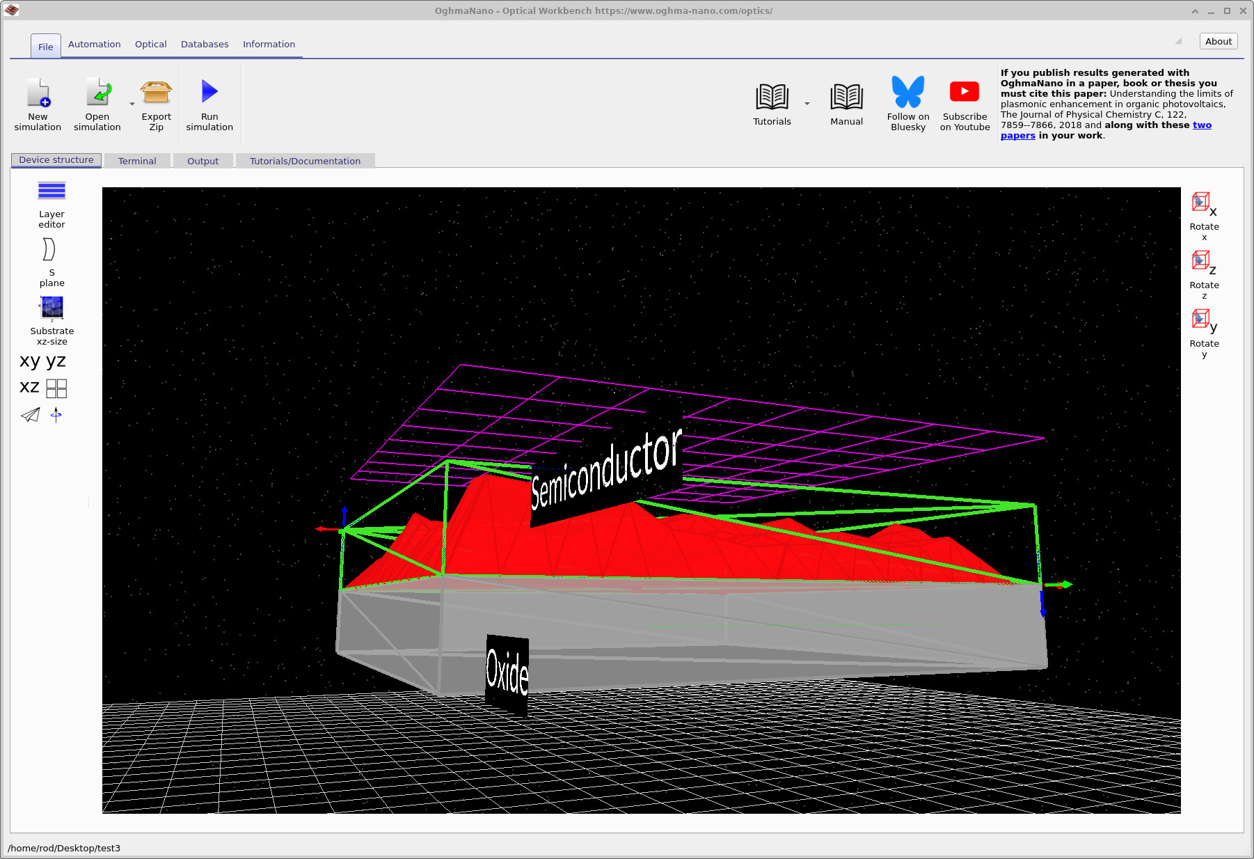 从薄膜中逃逸结构的旋转视图。