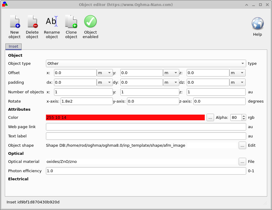半导体的对象编辑器窗口