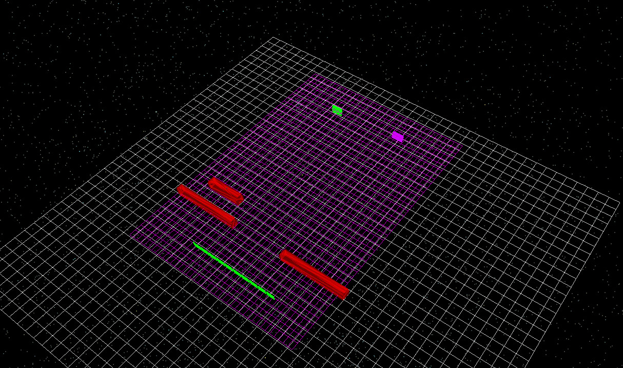 在 3D 窗口中使用鼠标移动双缝中央块。