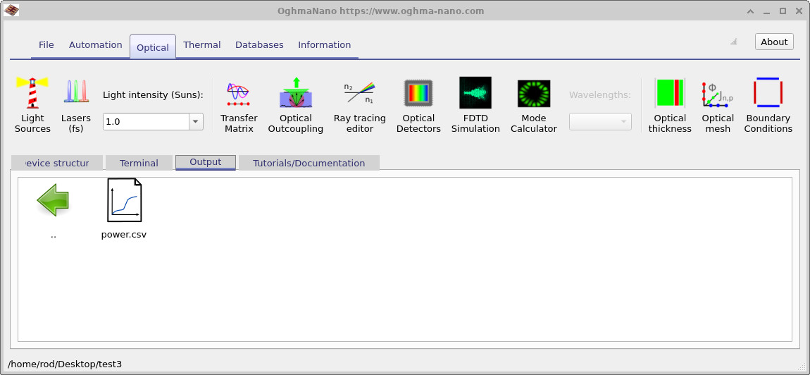 Main window showing the detector plane in purple.