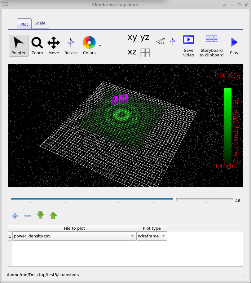 Snapshot viewer in 2D showing the wave propagating in the XZ plane.