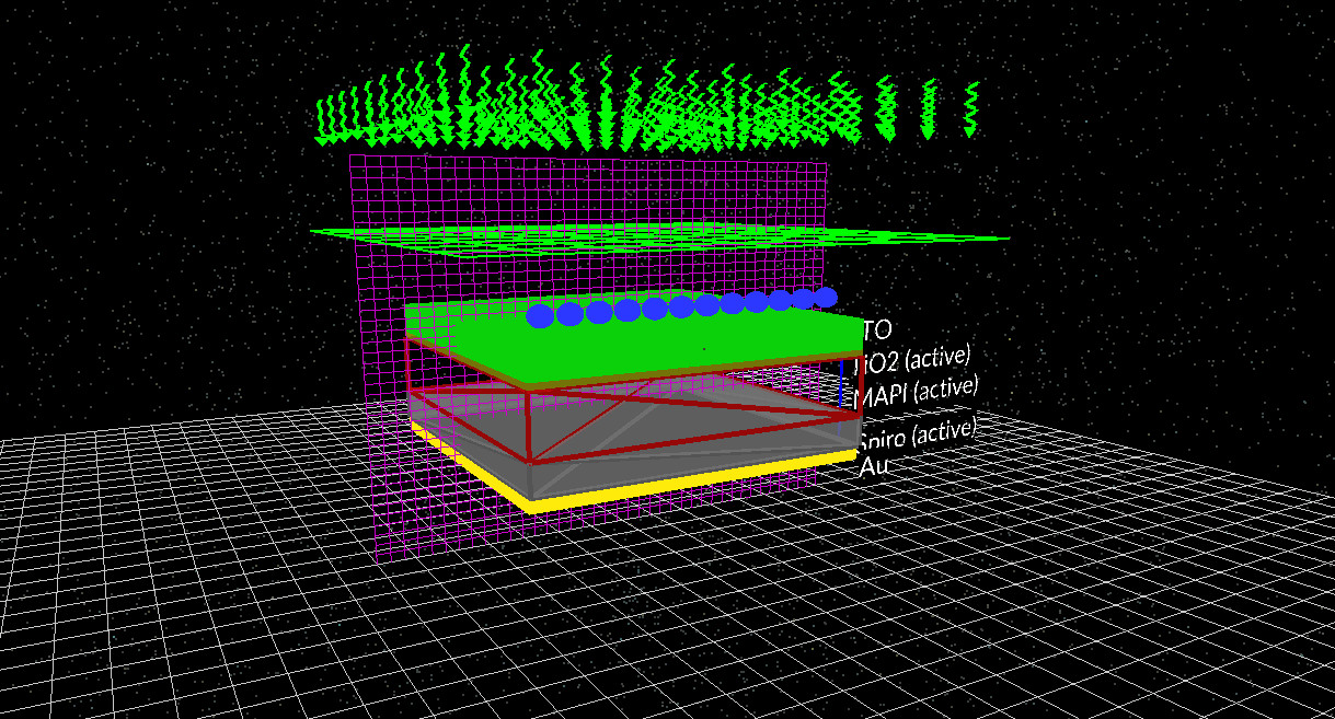 Device view showing the flat stack after the triangular light-trapping structure has been disabled.