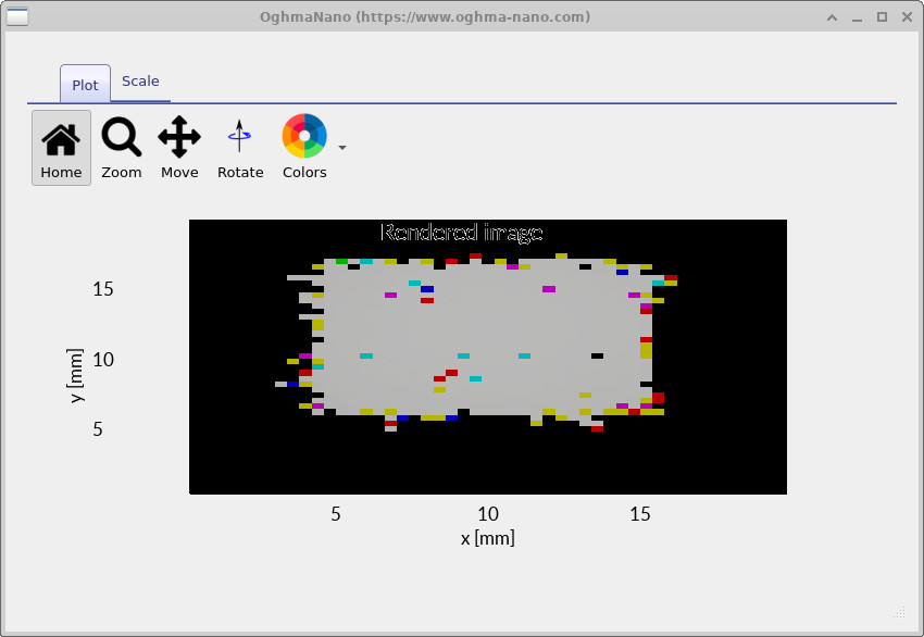 RGB rendering of the light distribution on the detector plane