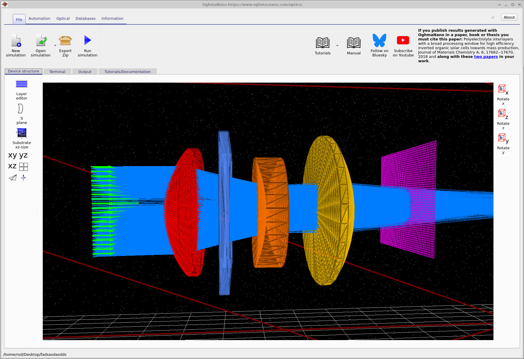 Re-run of the ray-tracing simulation after modifying the lens curvature