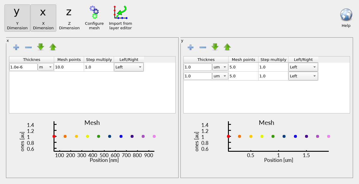 Mesh editor showing Y and X enabled (2D) after disabling Z.