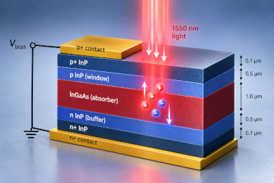 OghmaNano model of a layered InP/InGaAs PIN photodiode