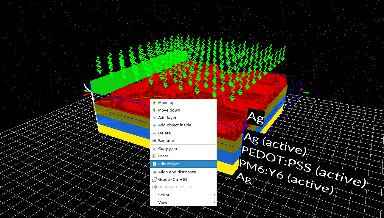 Context menu in the 3D view with Edit object selected for a layer