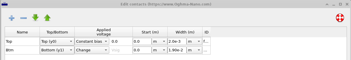 接触编辑器显示顶部与底部电学接触