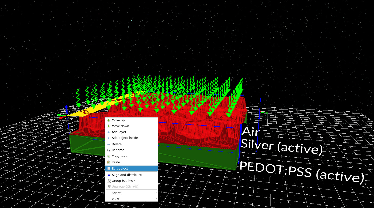 Right-click menu on the hexagonal mesh highlighting Edit object