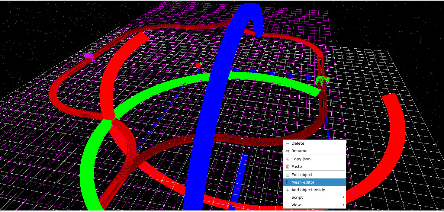Context menu showing how to open the mesh editor for a waveguide element.