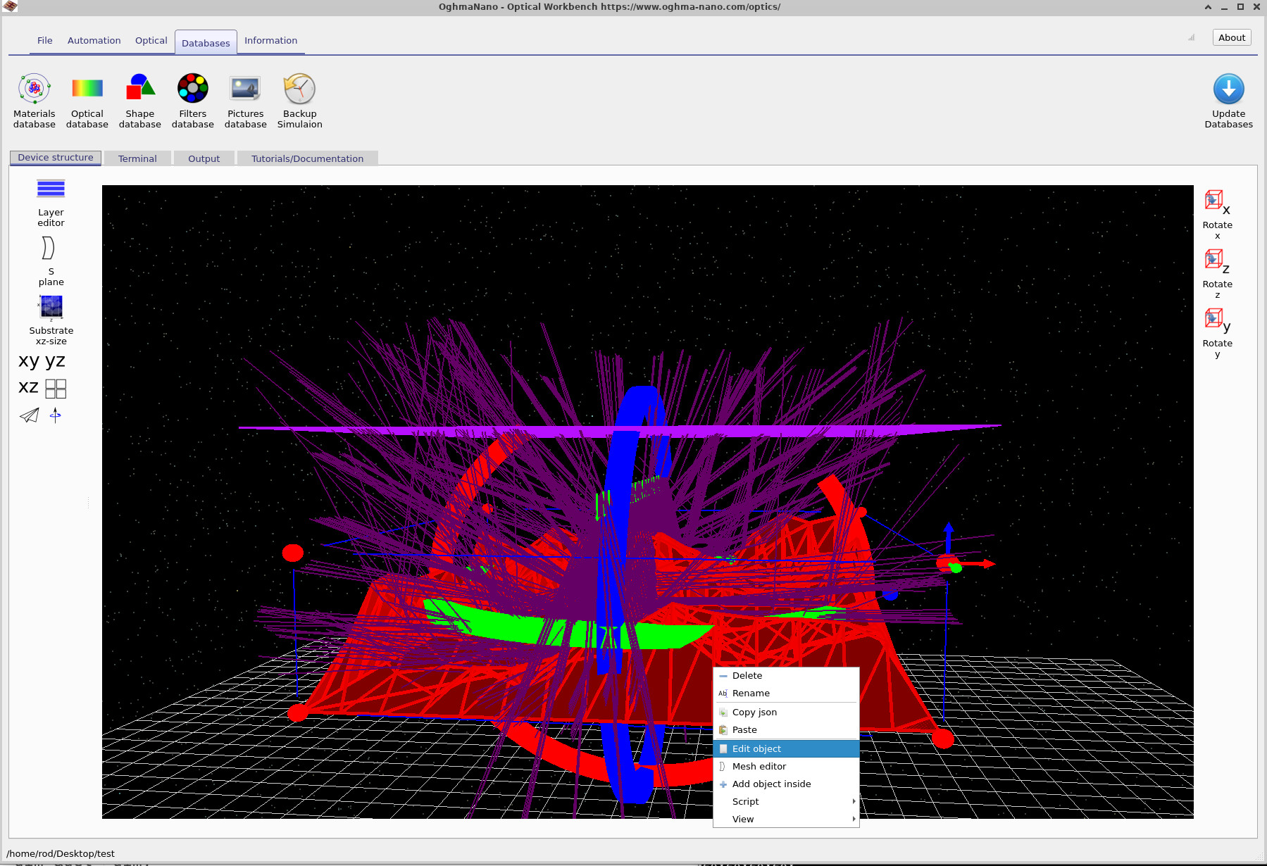 在 AFM 表面对象上打开的右键菜单，其中“编辑对象”被高亮显示。