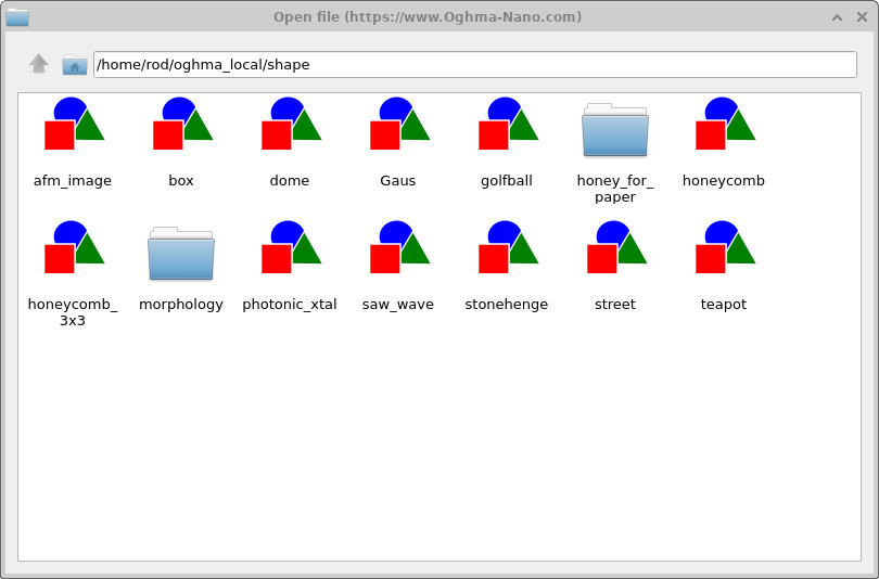 OghmaNano RF materials database showing several radio-frequency material entries