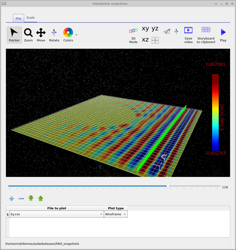 Later golf-ball power-density snapshot with a developed interference and scattering pattern