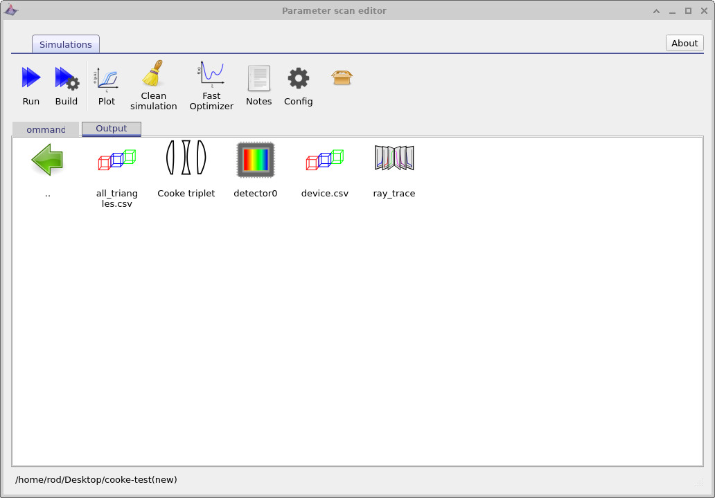 Nested parameter scan directories showing second parameter values