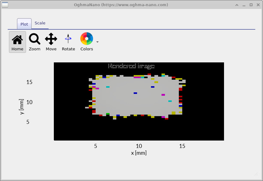 Detector image showing a small, well-focused spot for an optimal lens configuration