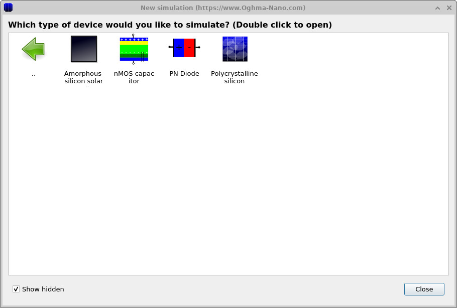 Silicon demos submenu showing silicon device examples