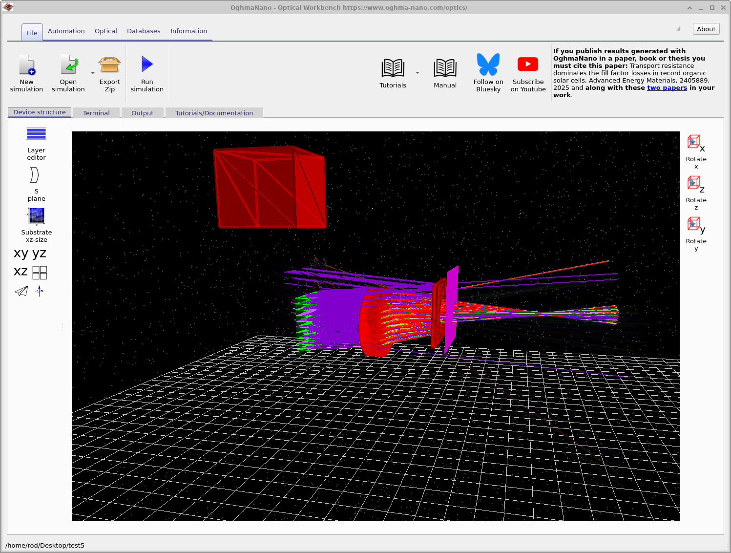 Scene with a new red box object above the floor grid