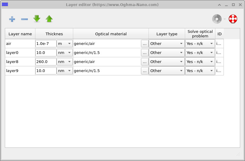 Layer editor after reducing the mirror refractive index to 1.5.