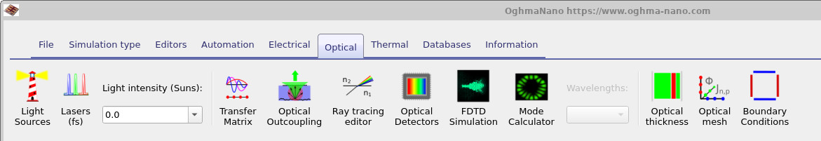 Optical ribbon showing the optical outcoupling tools.