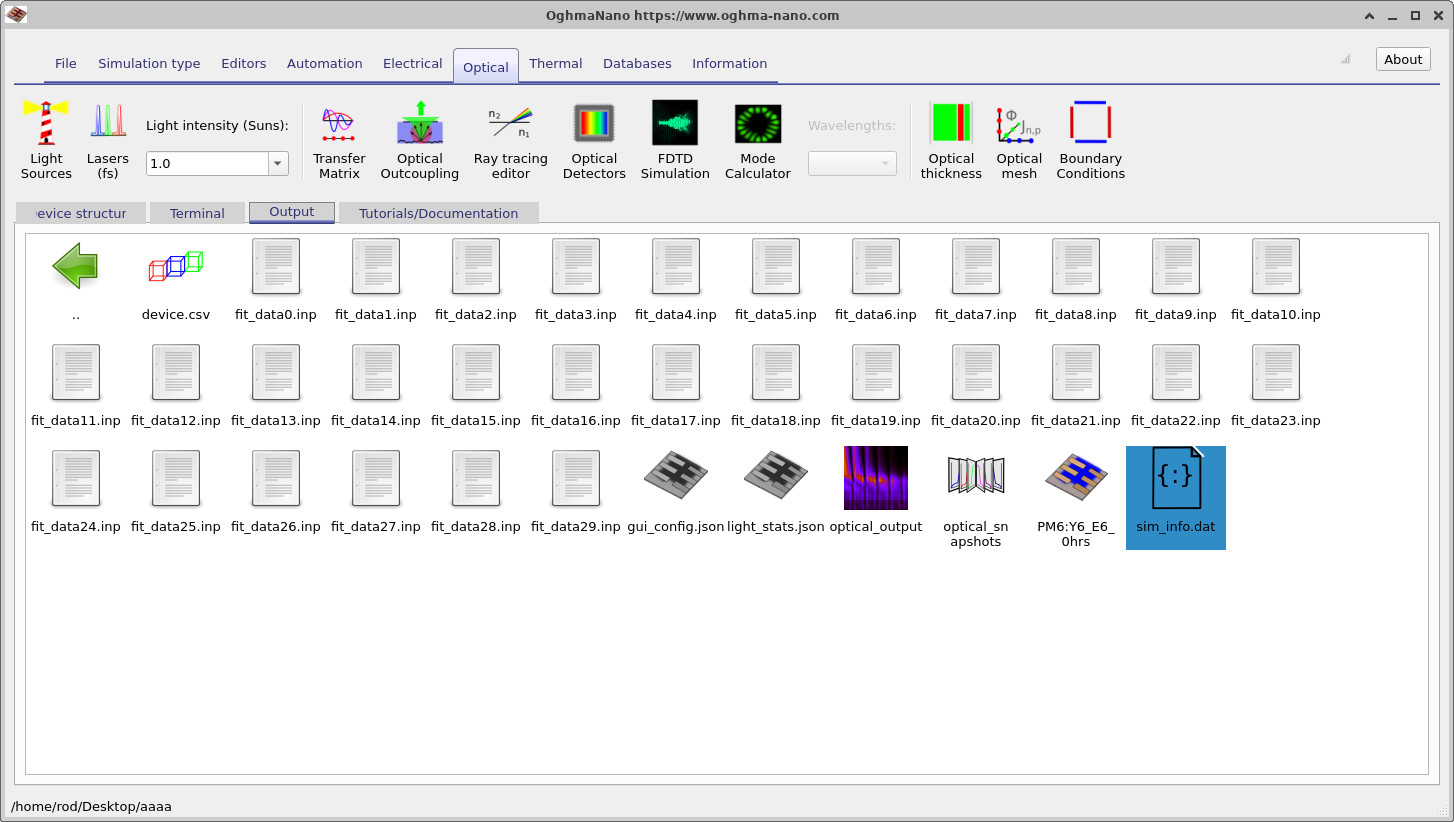 Output directory containing transfer matrix simulation results.