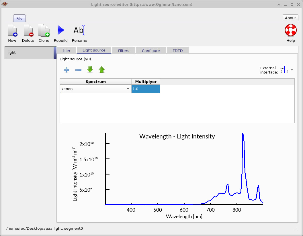 Xenon illumination spectrum.