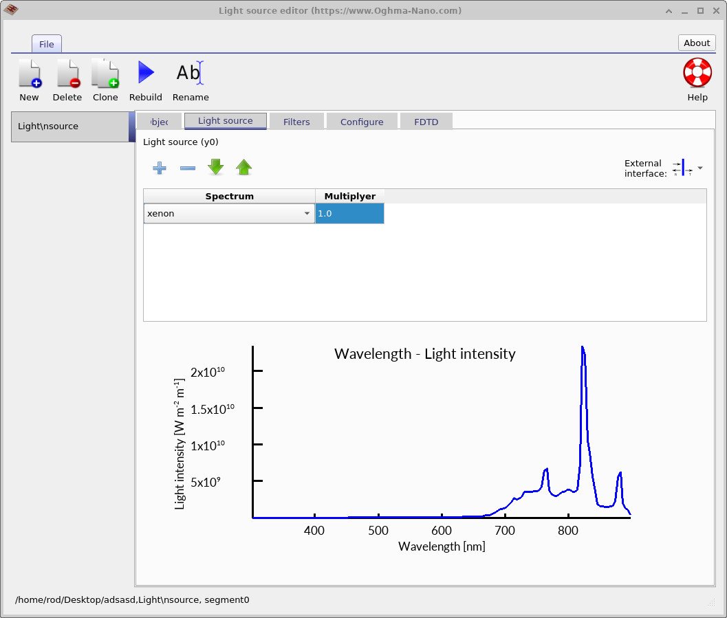 Xenon spectrum truncated by the wavelength mesh.
