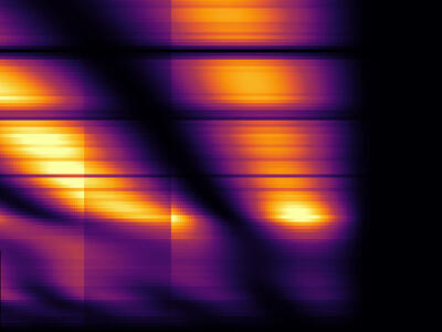 Three-dimensional optical simulation showing light interaction with complex nanostructured geometry